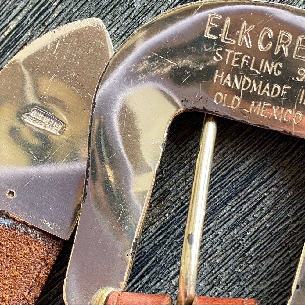 Elkcreek sterling .925 Handmade in Old Mexico/ size 40 Onyx by Brighton belt - Picture 5 of 15